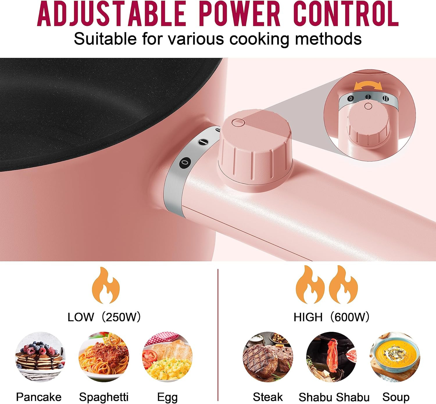 Hot Pot Electric, 1.5L Ramen Cooker, Portable Non-Stick Frying Pan, Electric Pot