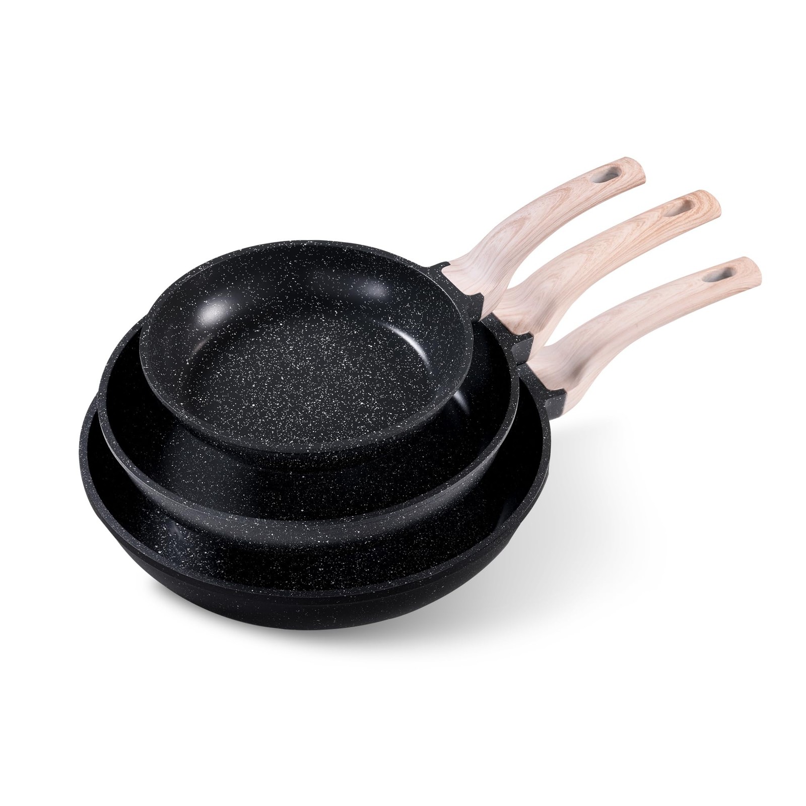 Non Stick Frying Pan Skillet Set Granite Chef Pan 8 10 12 Inch Induction