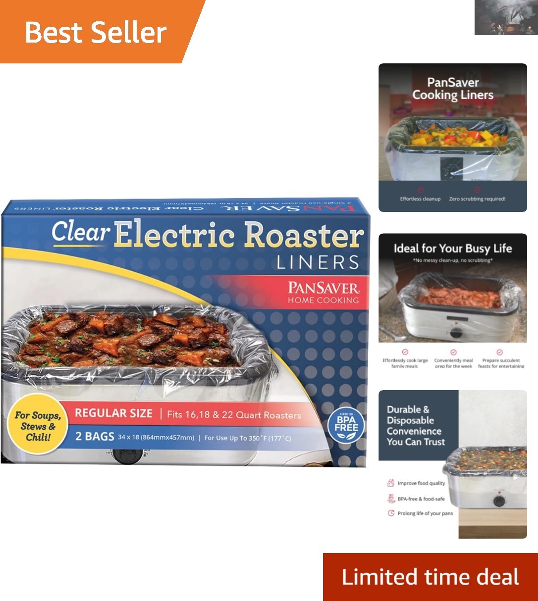 Disposable Cooking Liners – Clear 2-Count for Easy Electric Roasting Cleanup
