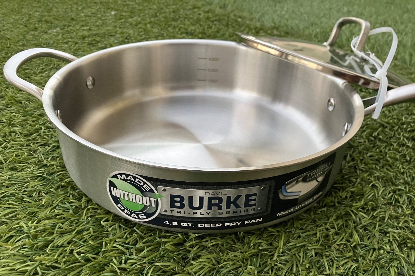 11” David Burke Tri-Ply Brushed Stainless Steel 4.5 Qt quart Sauté Deep Fry Pan