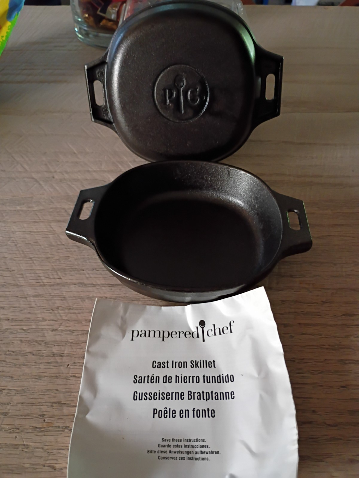 Pampered Chef Cast Iron Skillet Set of 2, 5.5″ Round, Black, 100250 No Box