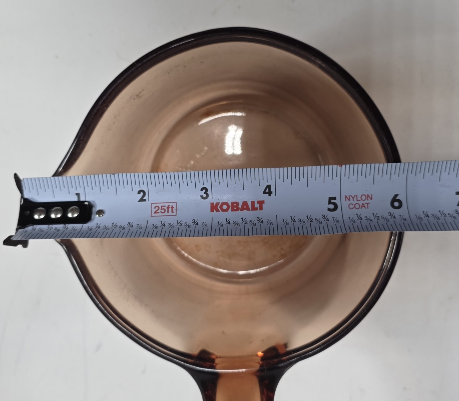 Vintage Visions Corning France 0.7L Amber Glass Saucepan Pot Spout NO LID Vtg
