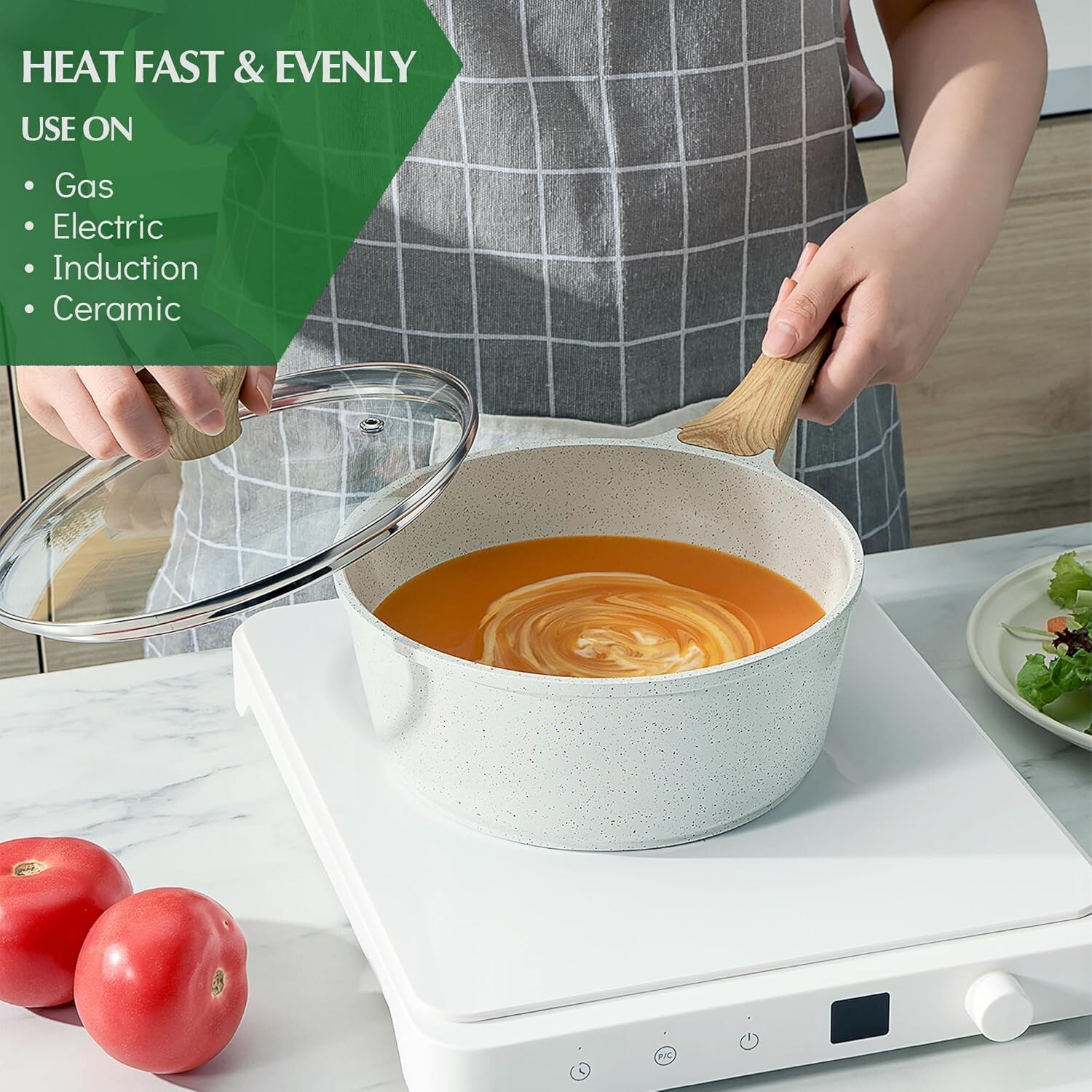13-Piece Nonstick Ceramic Cookware Set Healthy Pots and Pans PFAS PFOA Free