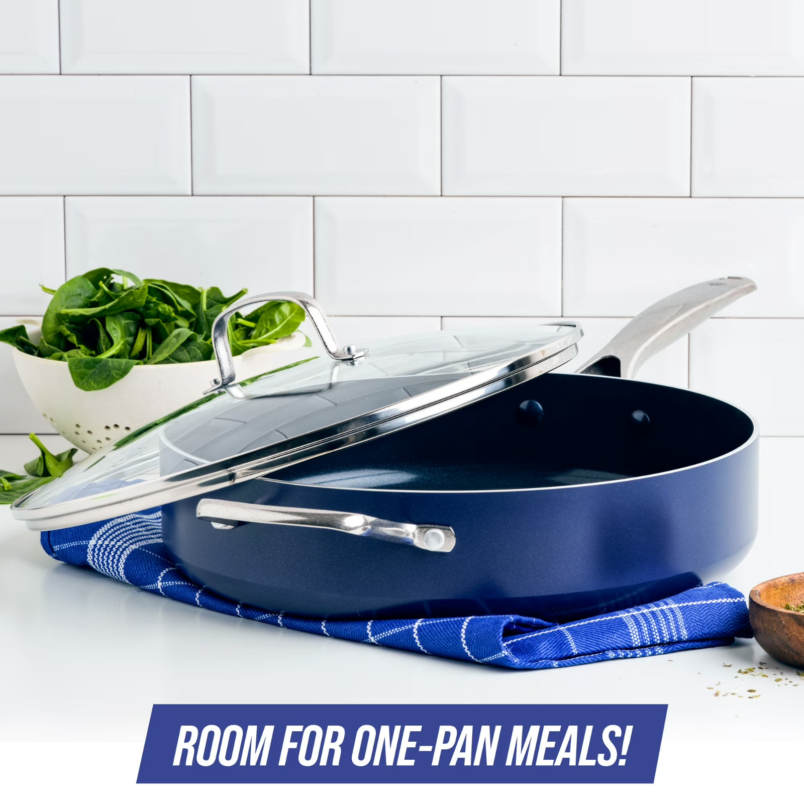 Blue Diamond 5QT Ceramic Nonstick Jumbo Sauté Pan with Lid – Toxin-Free