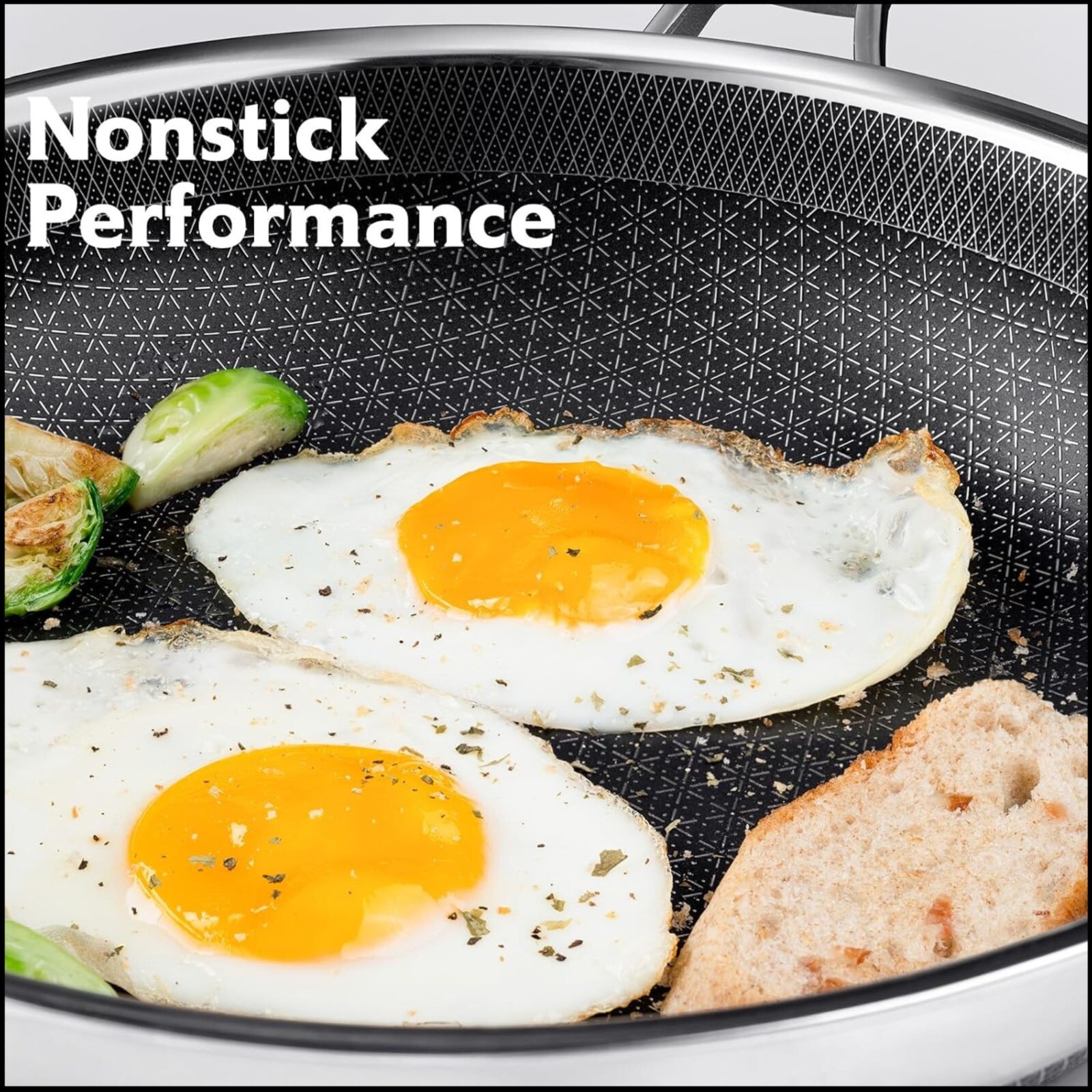 Snowclad Frying Pan Hybrid Non Stick Stainless Steel Skillet Induction Oven, 10″