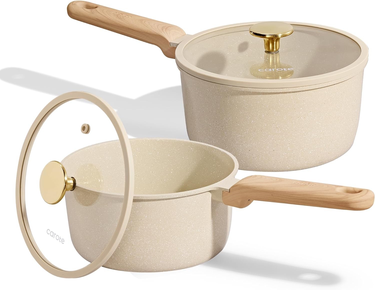 1.6Qt & 3.0Qt Sauce Pan Sets with Lid Ceramic Nonstick Pot Set Non Toxic Sauc…