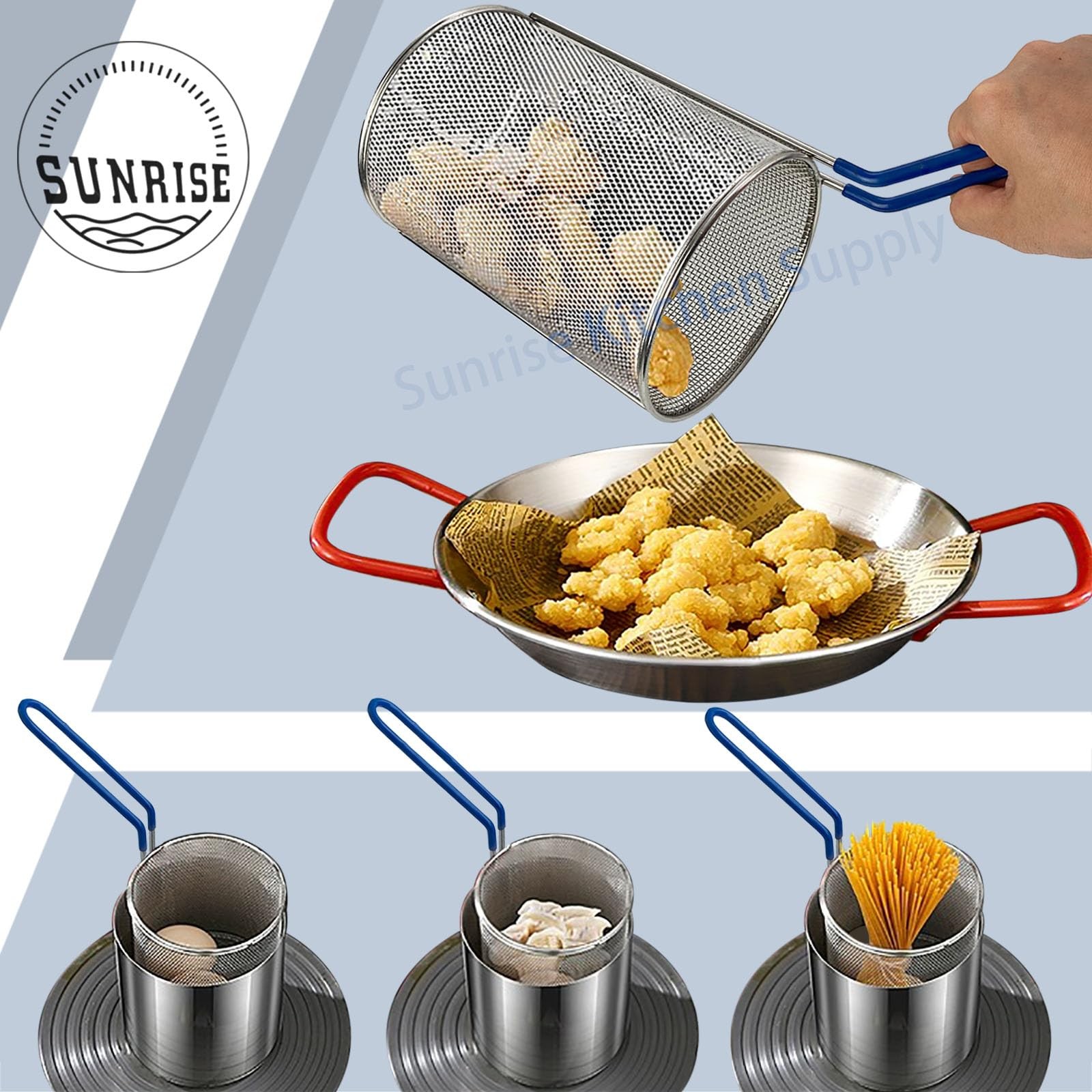 Sunrise Kitchen Supply Stainless Steel Pasta Boil Basket 1 5.25D X 7H