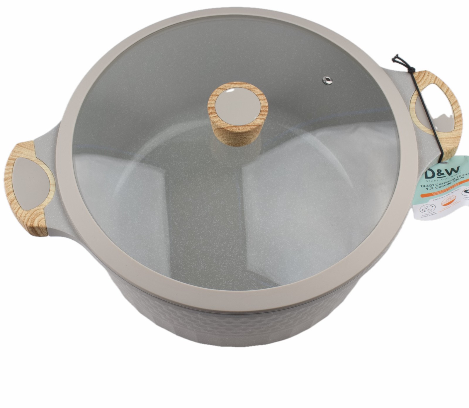 D&W Deane & White 12.5″ Large Casserole Pan Pot Lid All Stovetops Gray