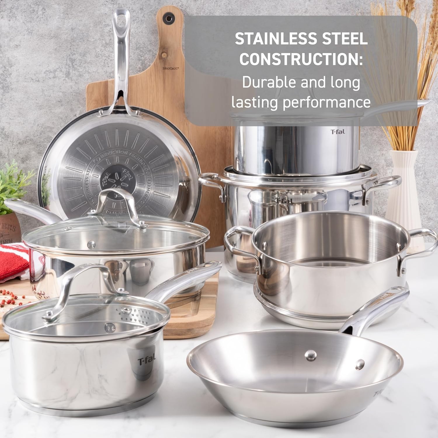 Stainless Steel Cookware Set 11 Piece Induction Cookware Oven Safe to 500°F