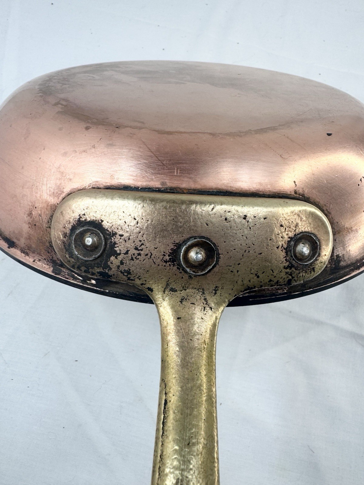 Vtg Cop R Chef 10.5″ Copper Frying Pan Skillet SS Brass USA 2″ high FreShip Read