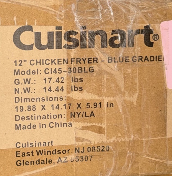 Cuisinart 12-Inch Cast Iron Chicken Fryer with Lid, 4.5 Quart Aqua Blue Gradient