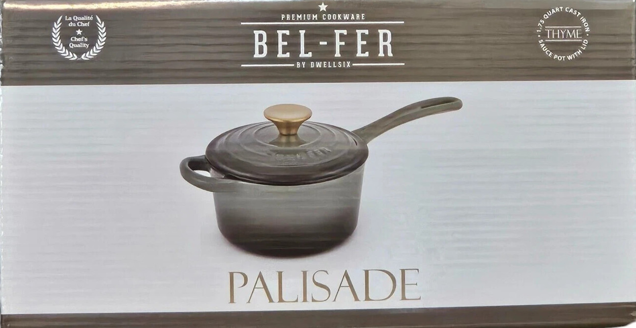 Premium Cookware Bel-Fer Palisade 1.75 Qt Cast Iron Sauce Pot w/Lid Emerald New