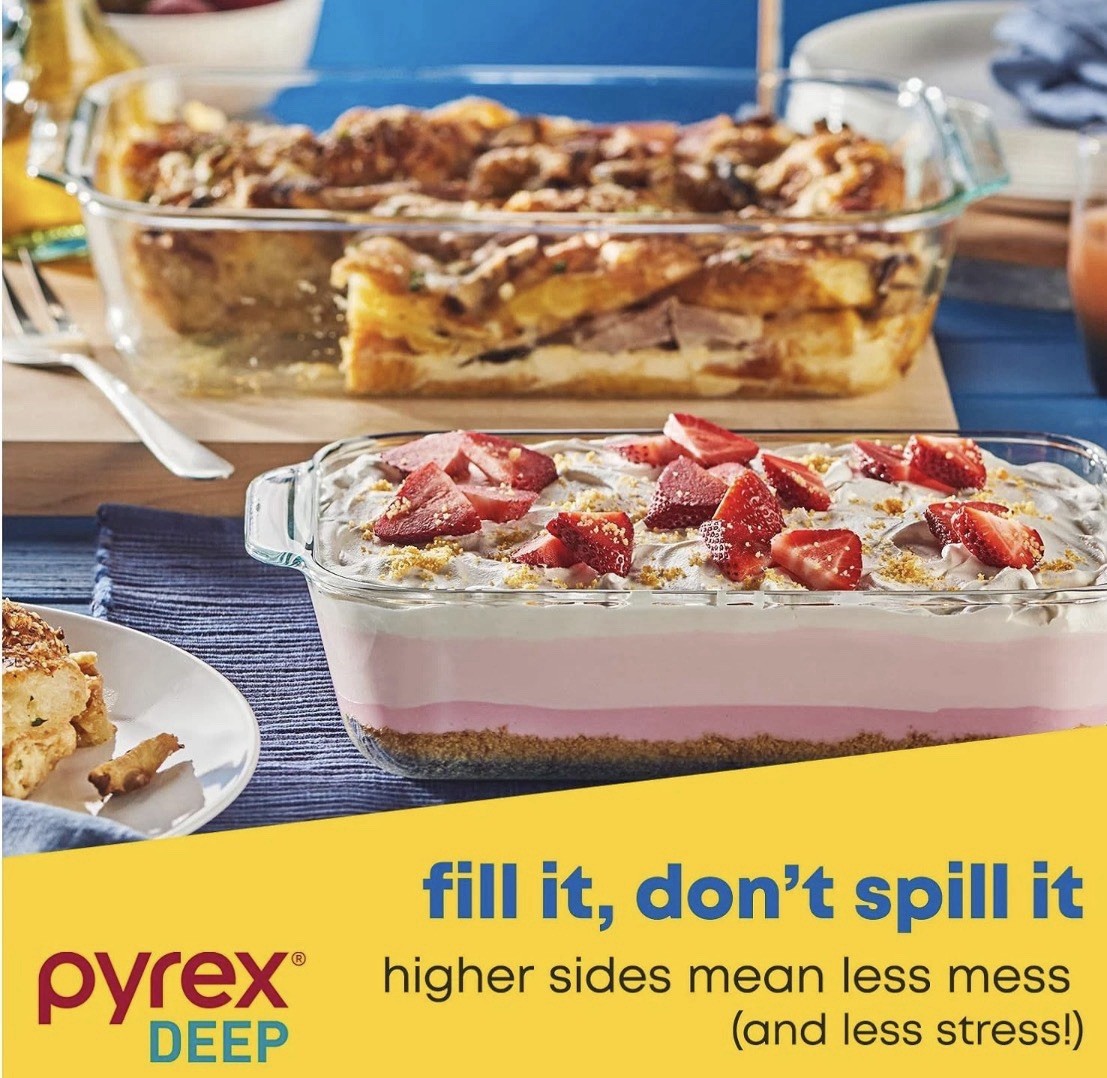 Pyrex Deep 6pc Glass Baking Dish Set (9″X13″, 7″X11″, 8″X8″) Bpa-Free Sage Lids