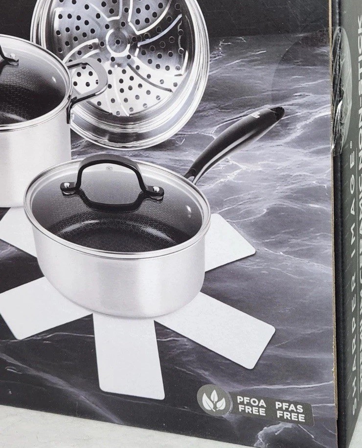 Sharper image Premium Cookware set 10pc ceramic non stick Tri-ply Stainless New