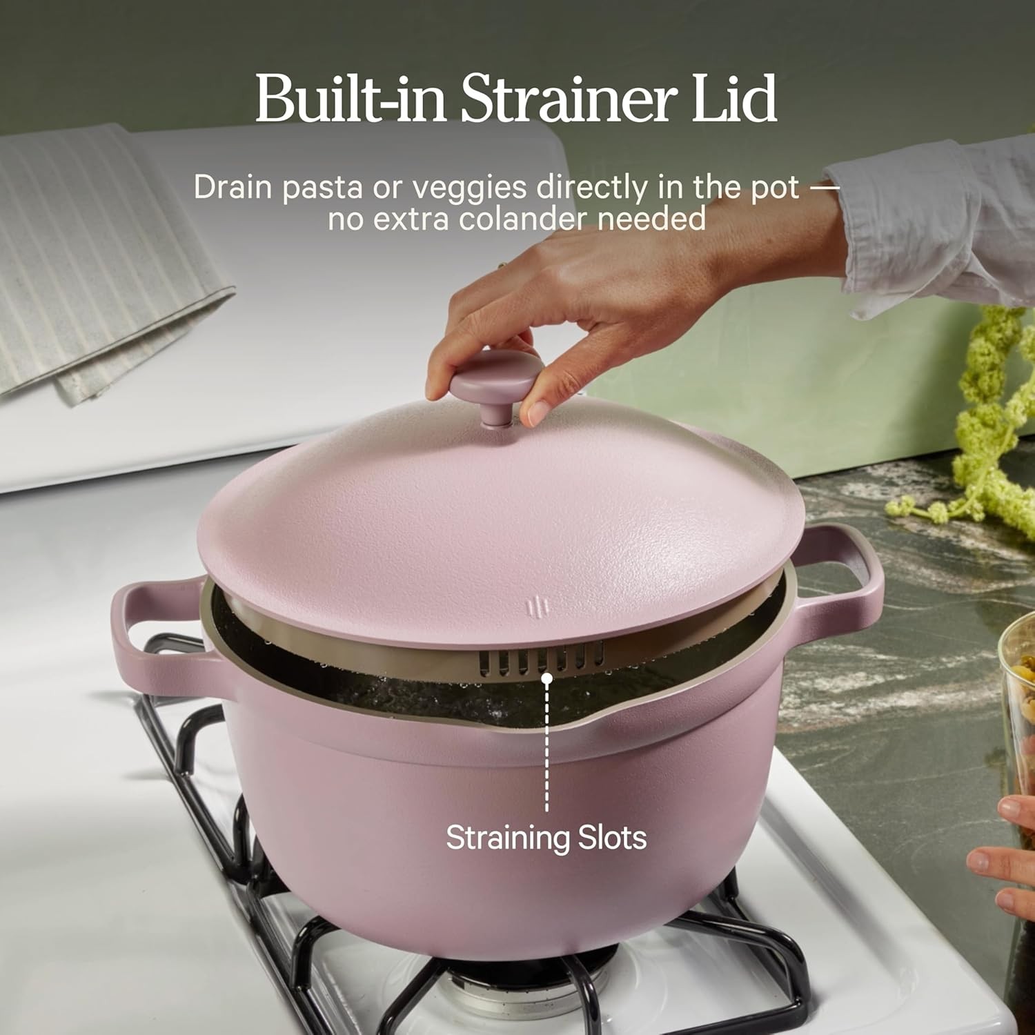Our Place Perfect Pot | 5.5 Qt, Ceramic Pot with Lid & Spatula, Char