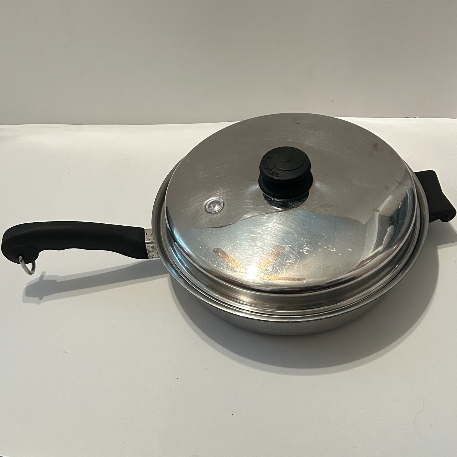 12 Piece Saladmaster Pots & Pans Lot Tri-Clad Stainless Vapo Lids Egg Poacher