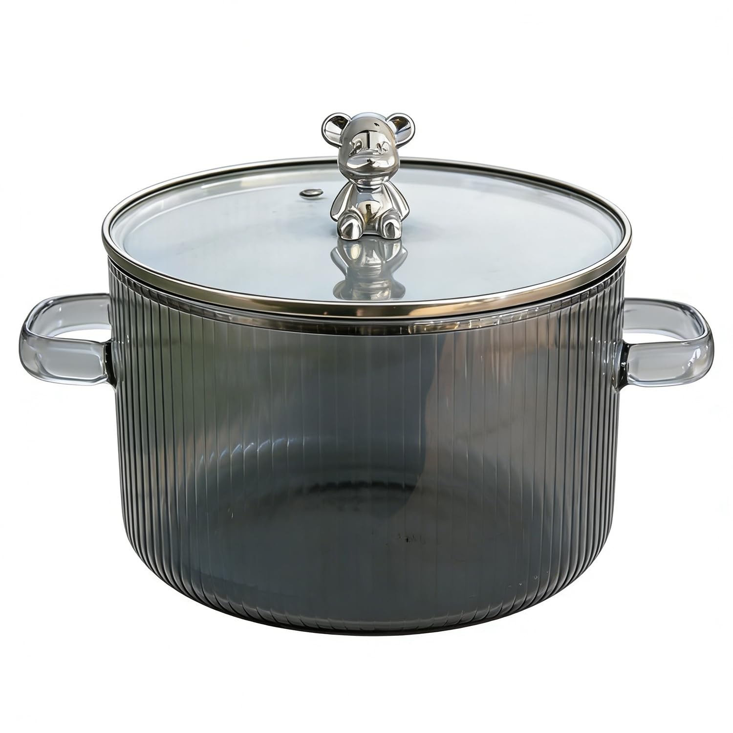 Pink Glass Saucepan, 2000ML/67OZ Glass Stockpot, Heart Shaped Clear Glass Sto…