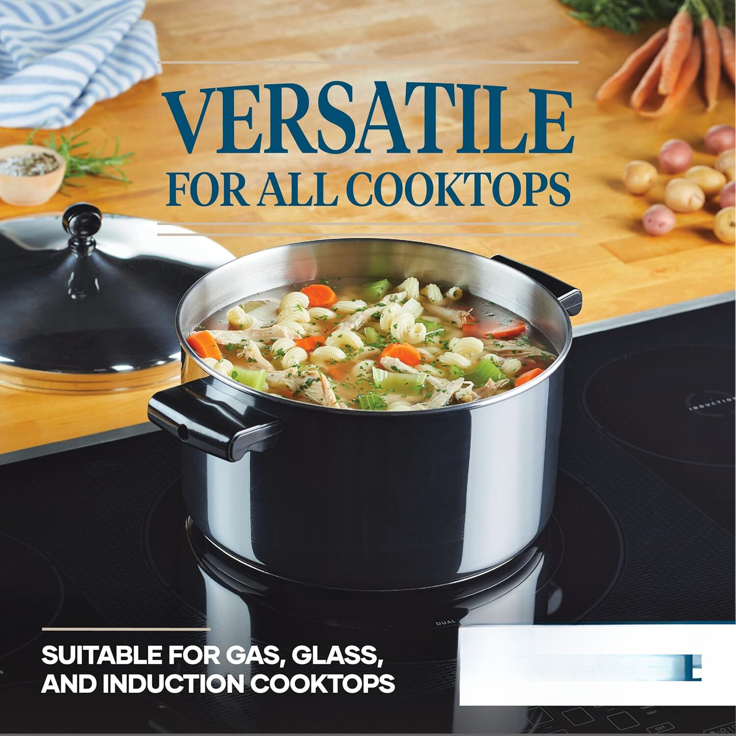 Stainless Steel 6-Quart Crock Pot with Lid, Stainless Steel with Lid, Silver