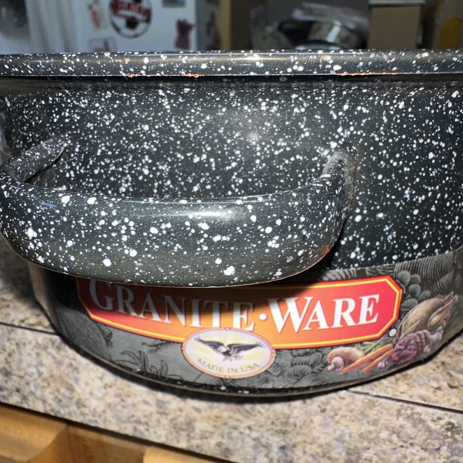 Granite Ware F0508-2 Roaster, 10 lb Capacity, Porcelain/Steel, Black, 319796