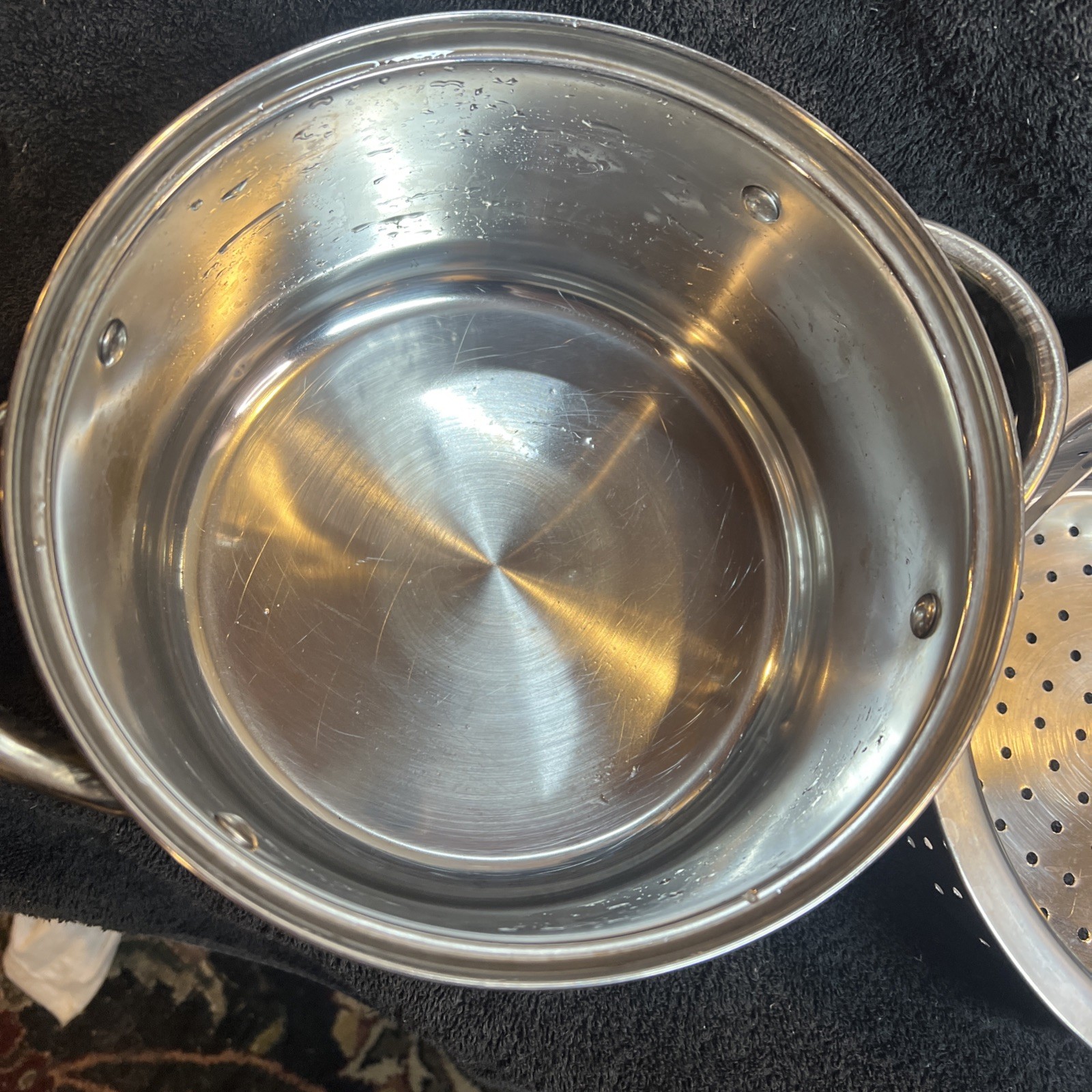 Stainless Steel 4-Quart Steamer Pot with Glass Lid, pot, insert and lid