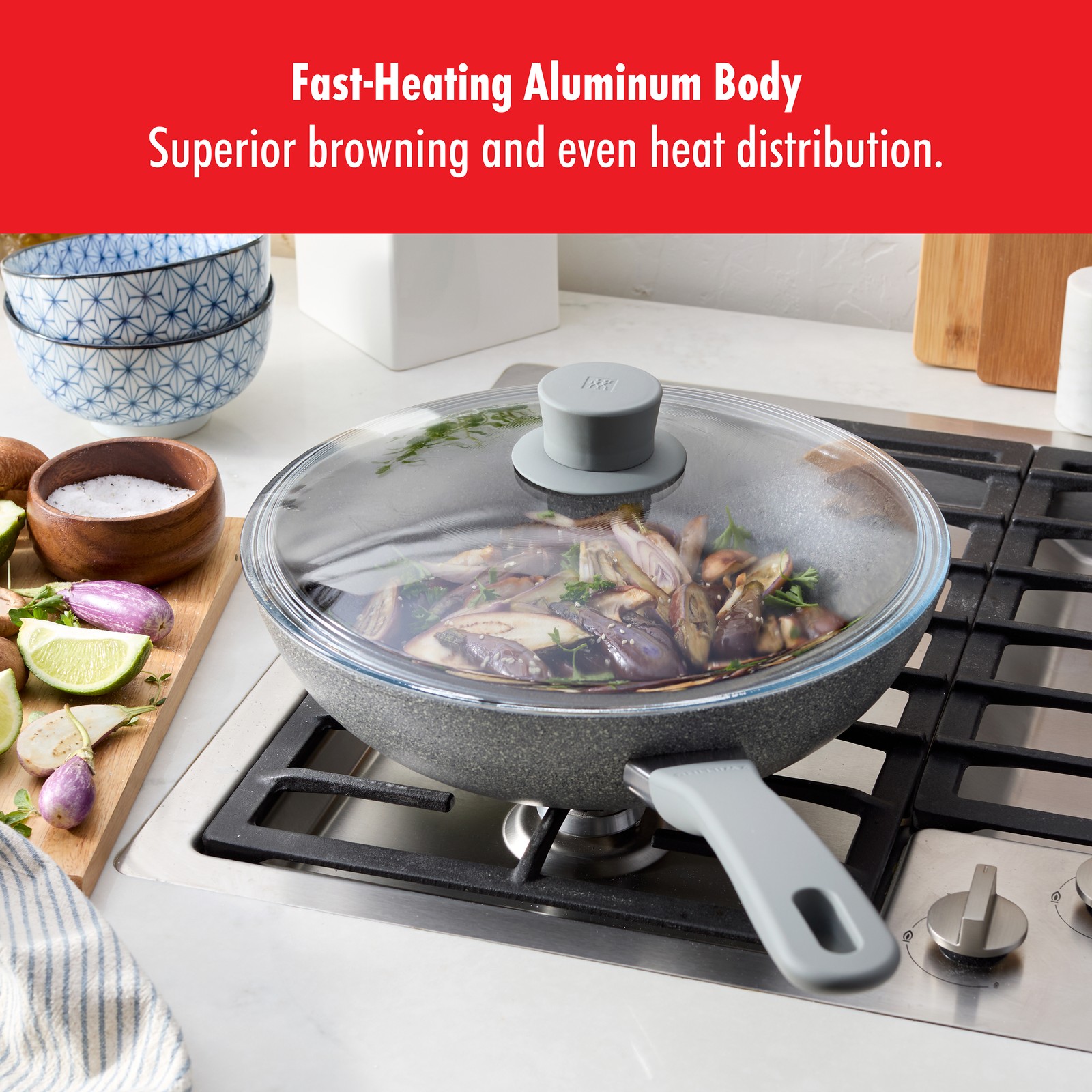 ZWILLING Parma Plus 11-inch Aluminum Nonstick Wok with Lid
