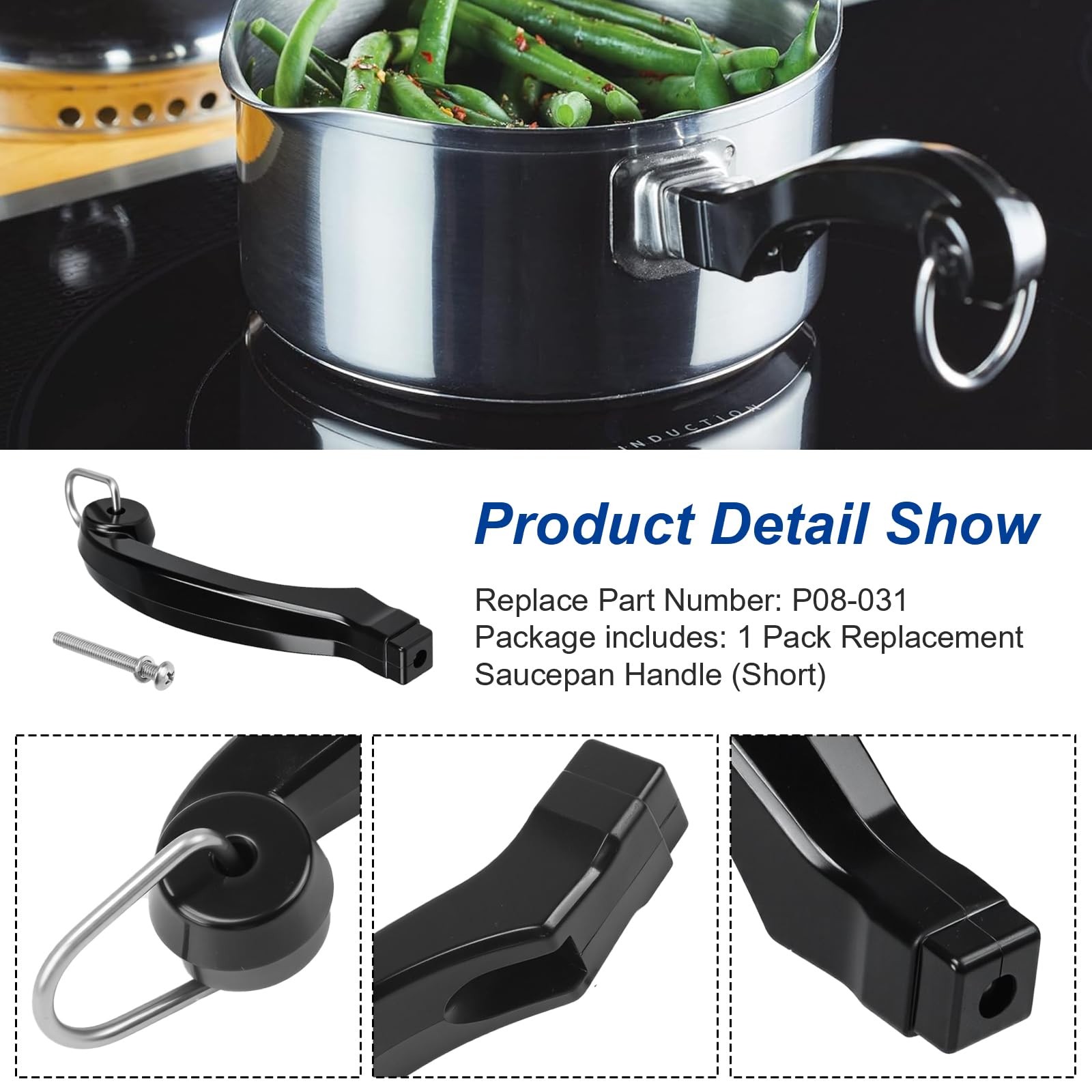 P08-031 Saucepan Handle Replacement (Short) Fits for Farberware 1, 1.5, 2 and…