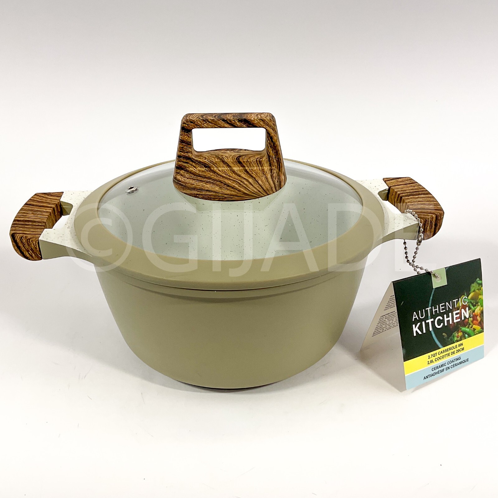 Authentic kitchen Non-Stick 8 inches 2.7-qt Stock Pot Casserole Greenish New