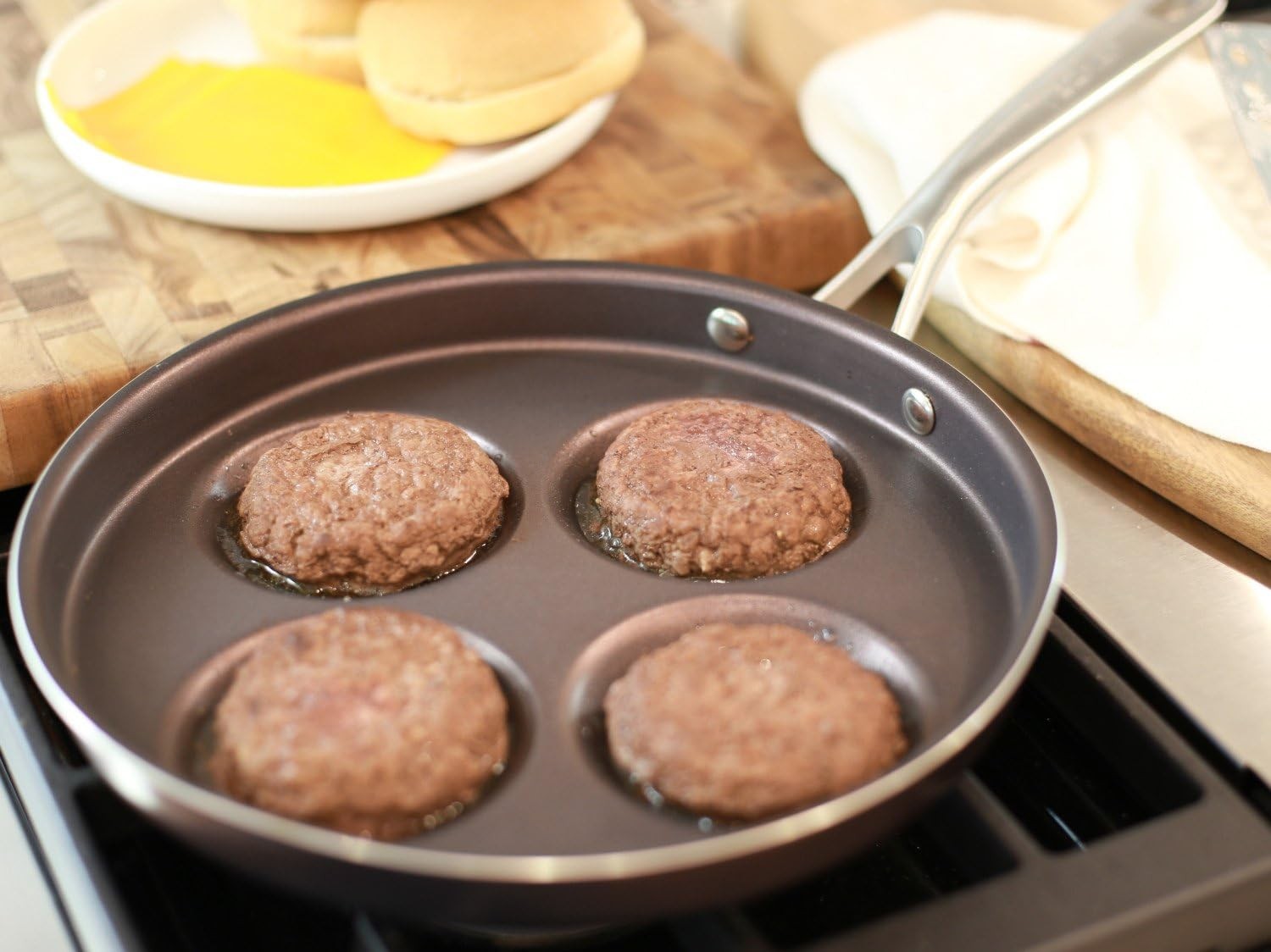 EGG FRYING PAN Aluminum Nonstick Breakfast Eggs Pancakes Purple 4-Egg TECHEF