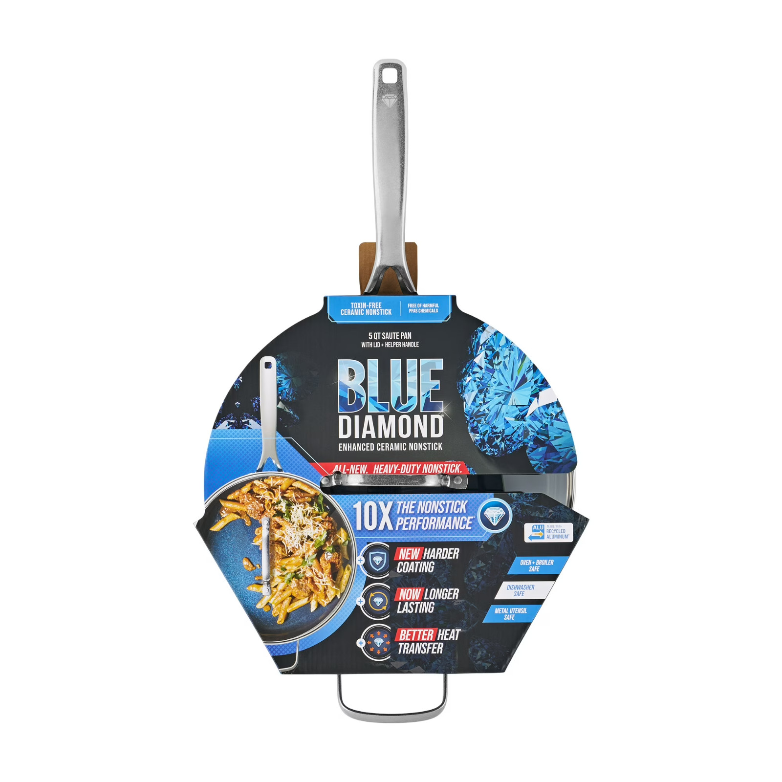 Blue Diamond 5QT Ceramic Nonstick Jumbo Sauté Pan with Lid – Toxin-Free