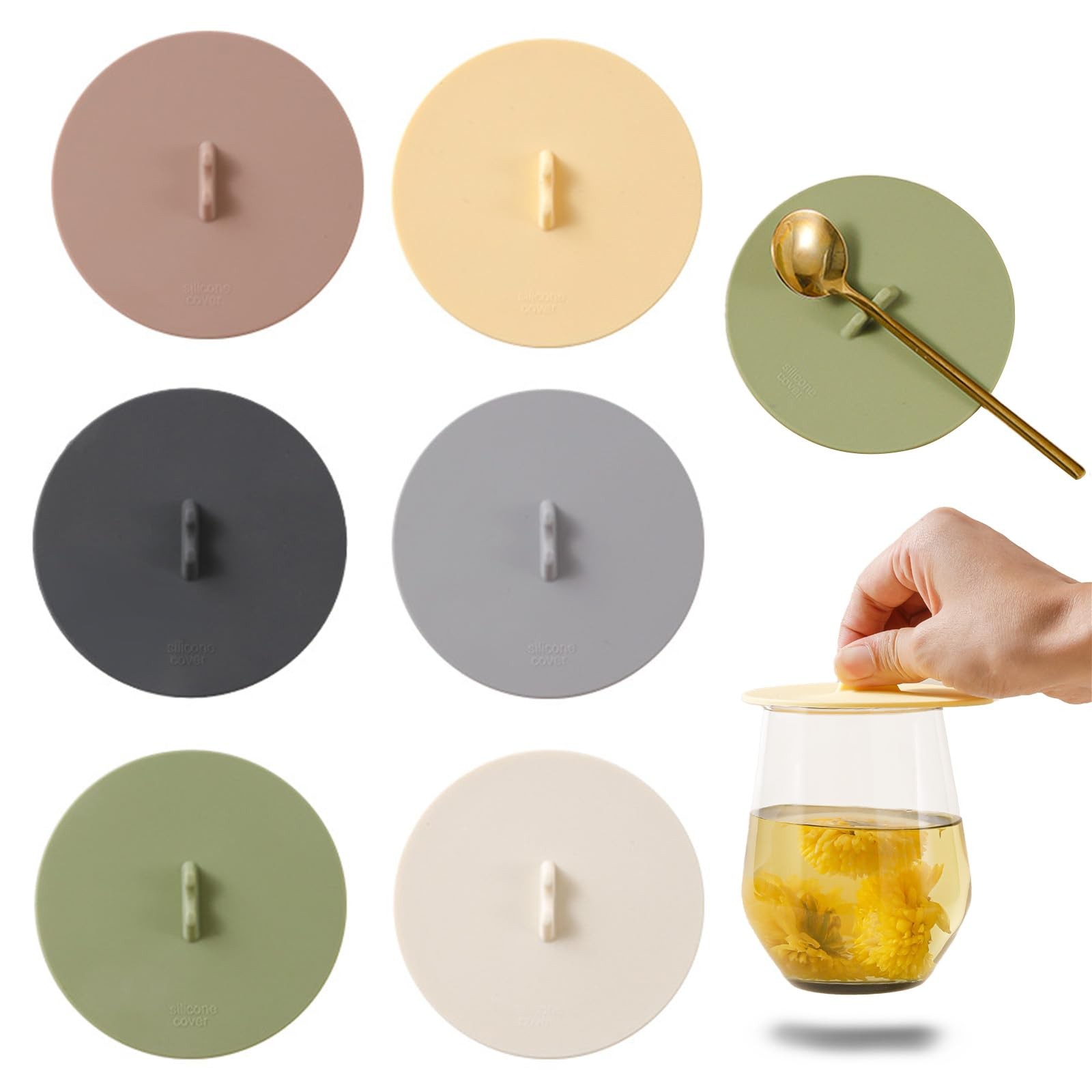 6 Pcs Silicone Lids for Cups, Morandi Colored Cup Covers for Drink, Anti-dust…