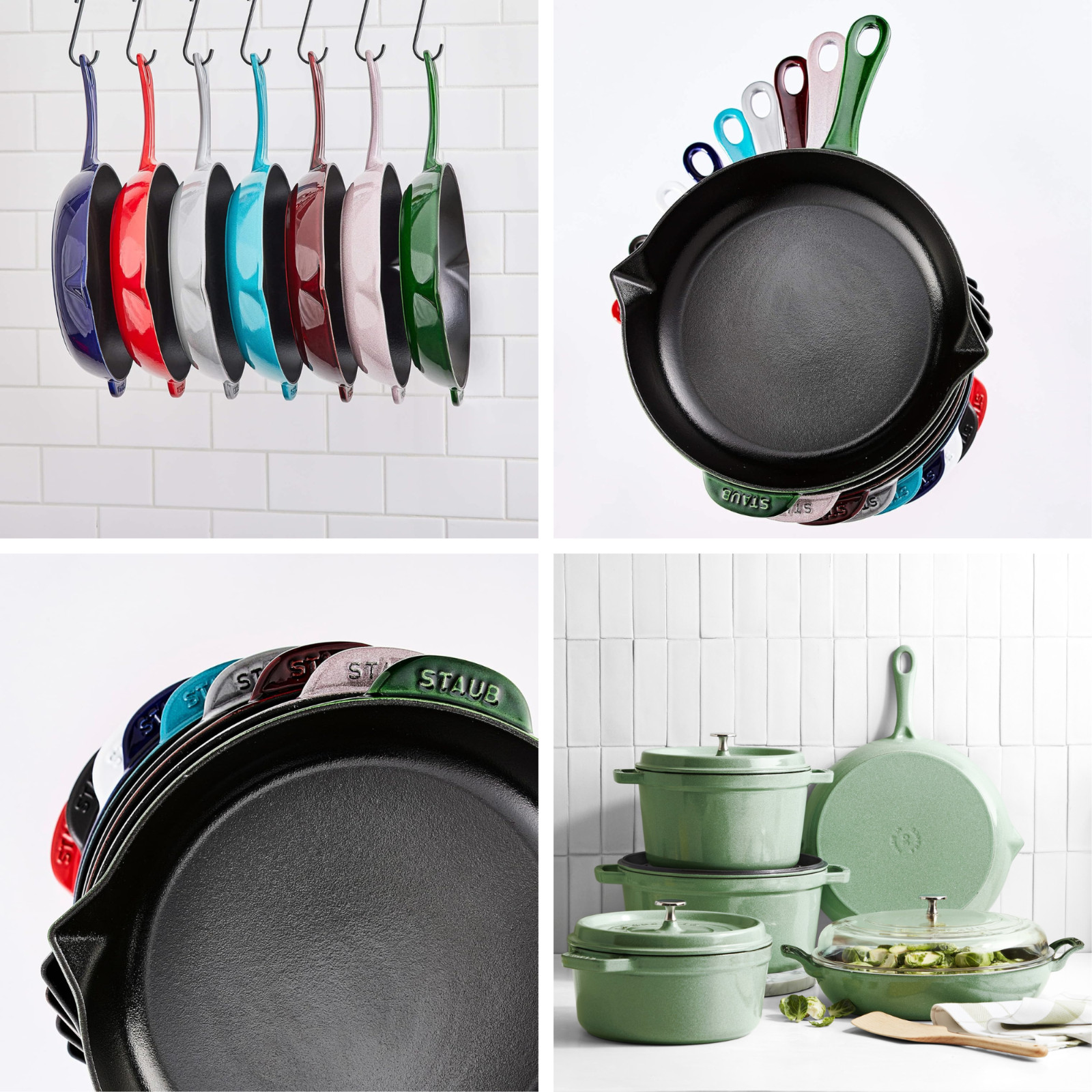 Staub 11″ Enameled Cast Iron Deep Skillet Fry Pan Made in France Color