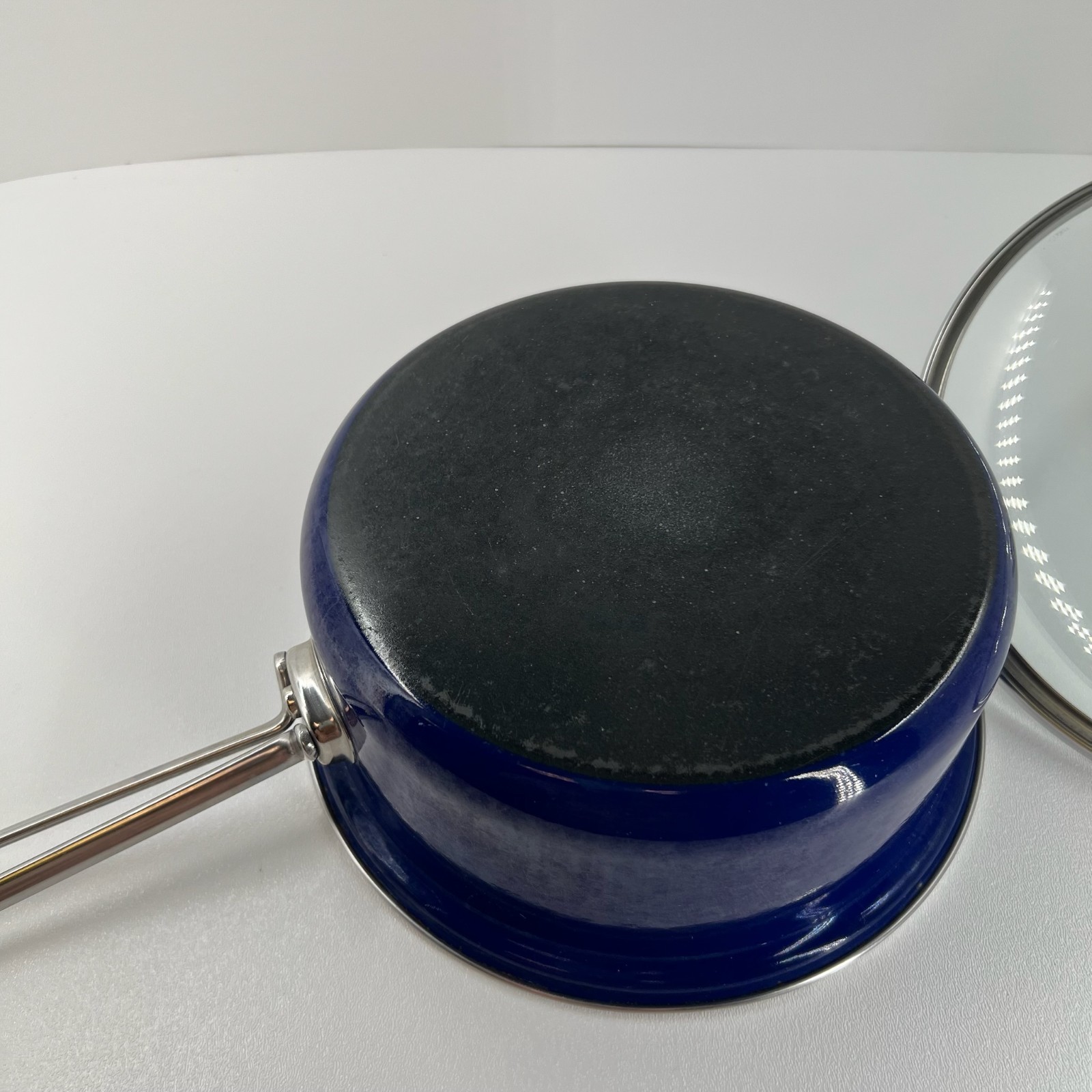 Chantal Enamel on Steel Saucepan Glass Lid Induction Cookware 8.5″ Cobalt Blue