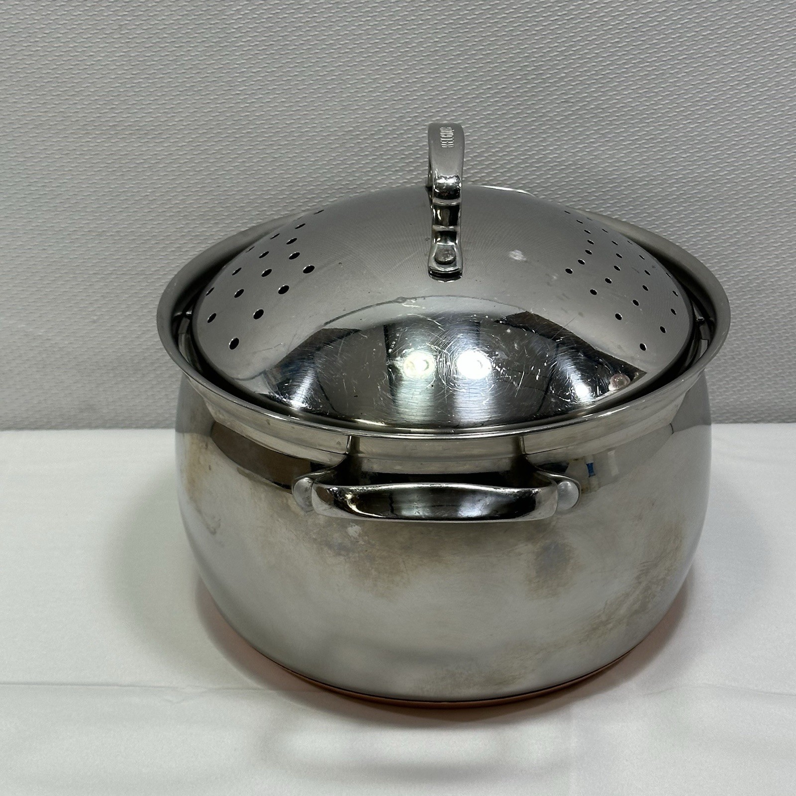 Belgique 6 Quart Strainer Pot Stainless Steel With Locking Straining Lid Copper