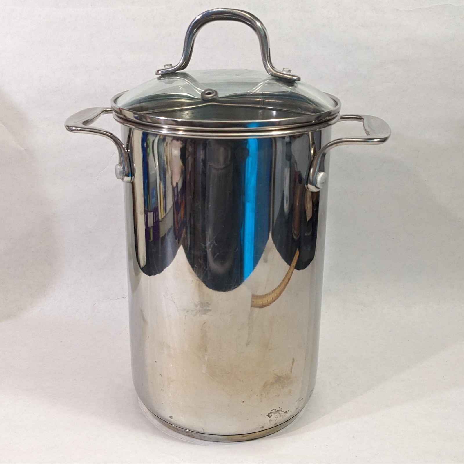 Crate & Barrel Stainless Steel Asparagus Steamer Pot with Basket and Glass Lid
