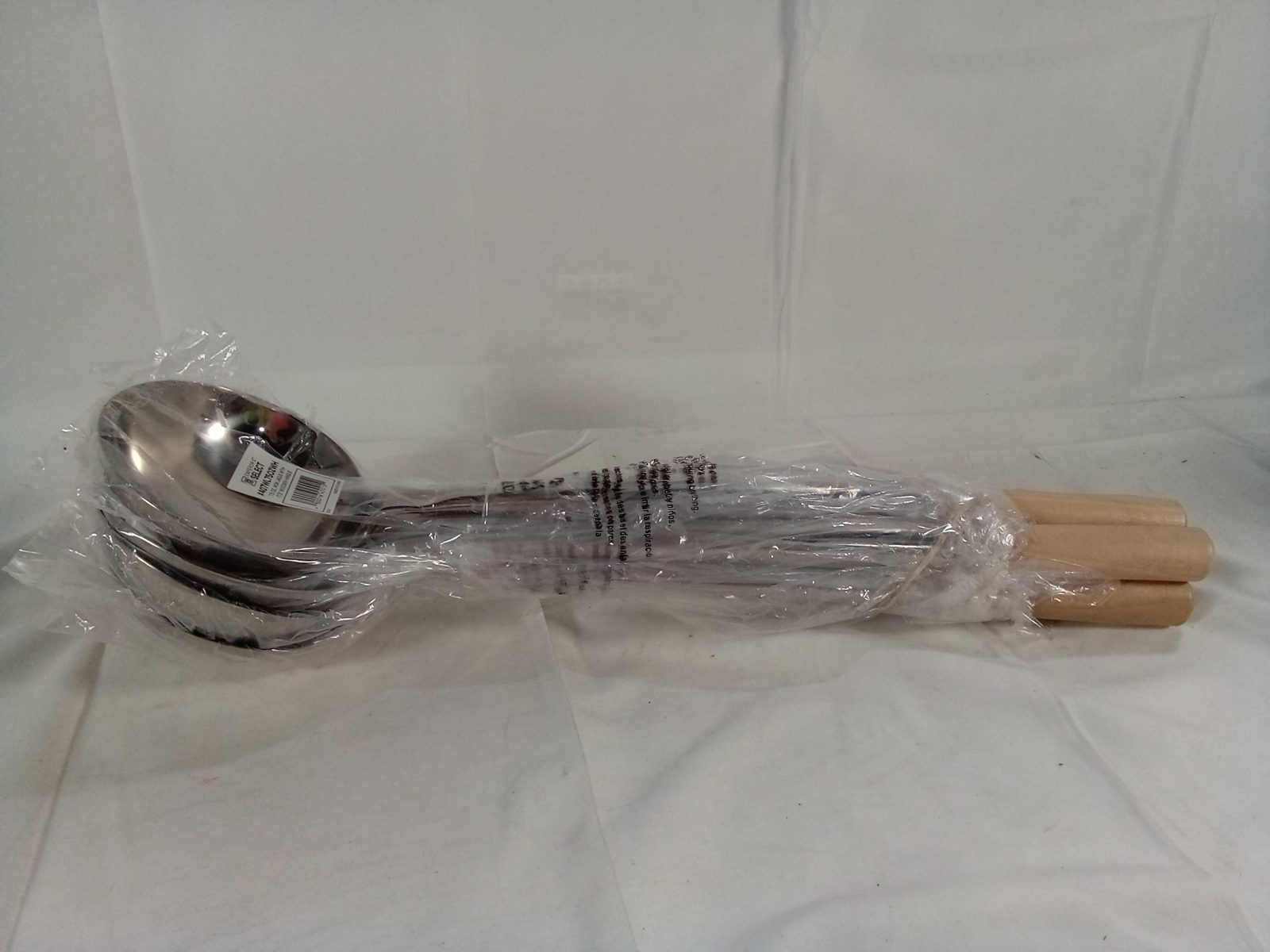 Emperor’s Select Lot of 5 Wok Ladles 7.5oz Stainless Steel 17.5″ Wooden Handle