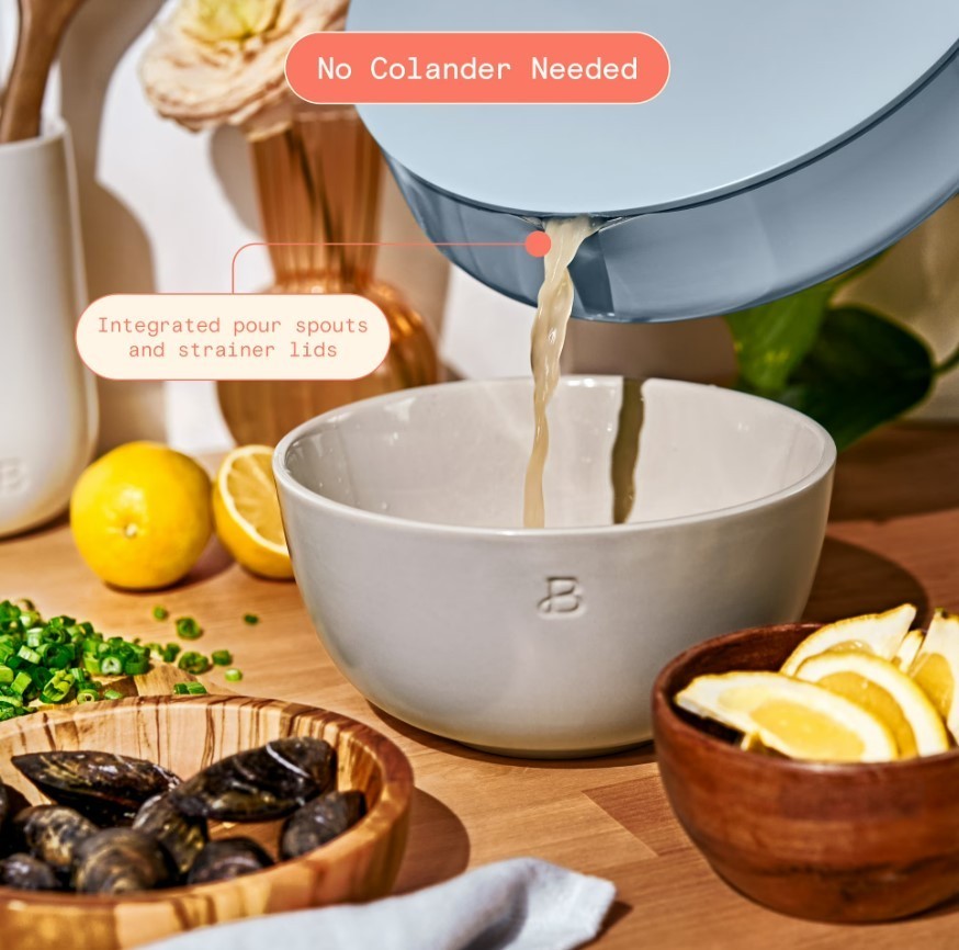 Beautiful 5.5 Quart Ceramic Non-Stick Sauté Pan with Strainer Lid