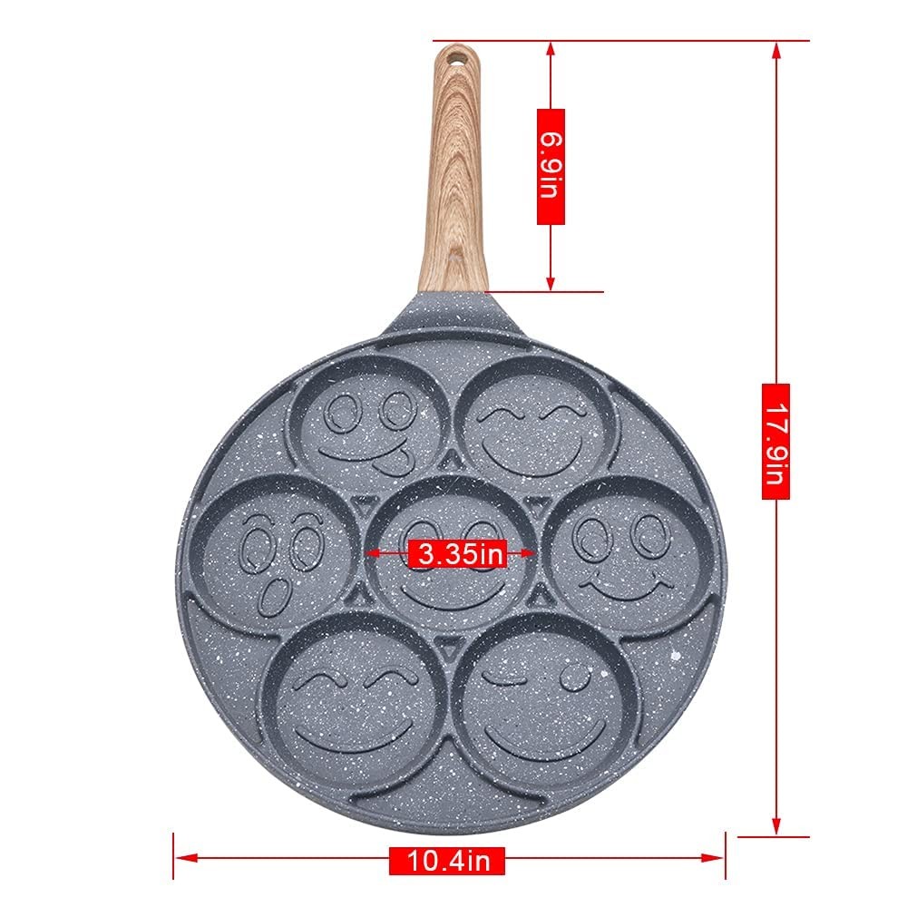 Pancake Pan Nonstick – 10 Inch Pancake Maker Pan With 7-Cup Mold Blini Pan Si…
