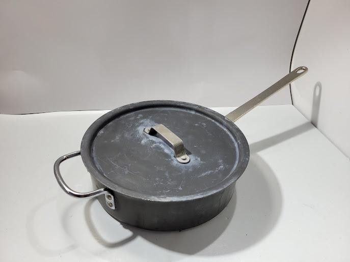 Commercial Aluminum Cookware 5003 10″ Saute Pan With Lid Gray Double Handle