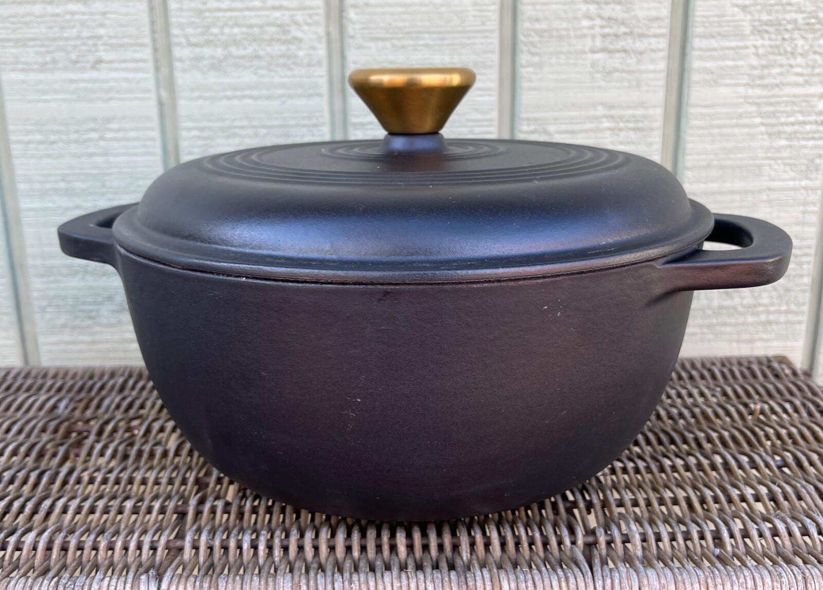 Brandani Italy Cast Iron Disa Braiser 3 Qt Dutch Oven Pot Pan Matte Black