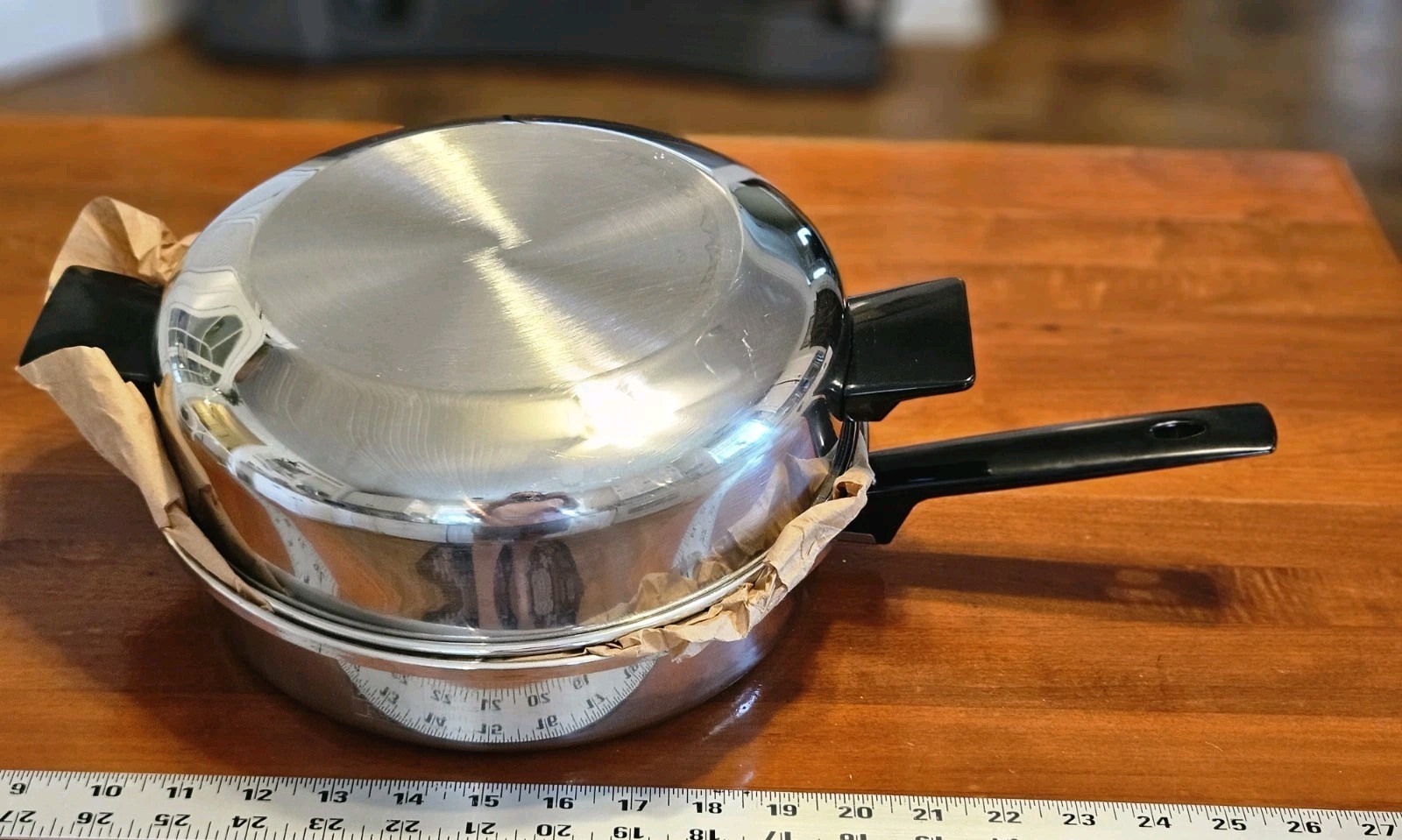 Amway Queen Multiply 18/8 Stainless Steel 10″ Skillet With Lid & Egg Tray Cups