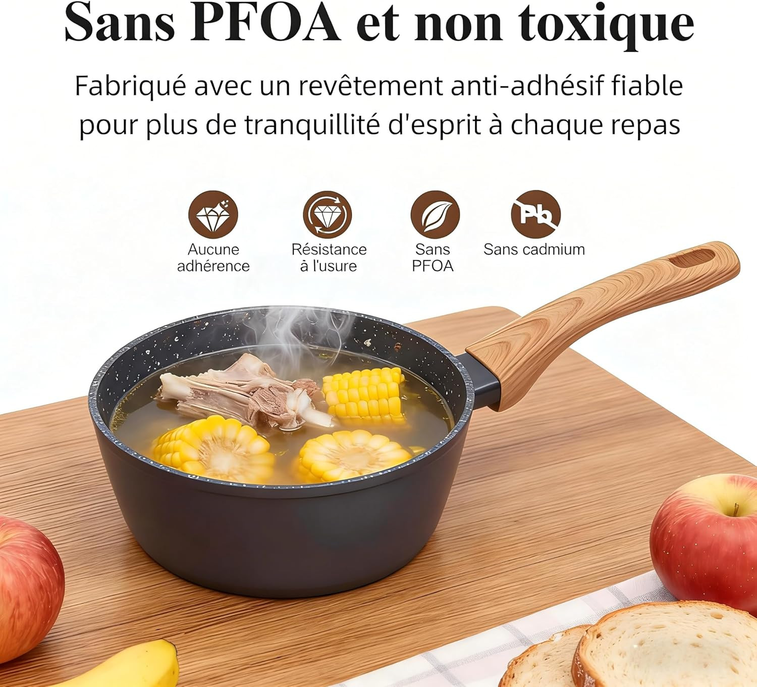 Nonstick 3-Piece Cookware Set | Frying Pan & Pots | Induction & Dishwasher Safe