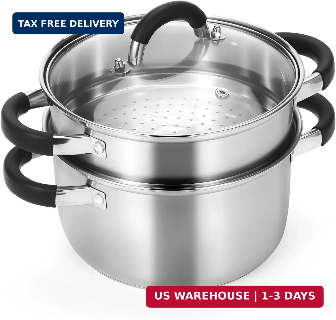 3.2QT Steamer for Cooking – Stainless Steel Steam Pot with Steamer Basket, Cooki