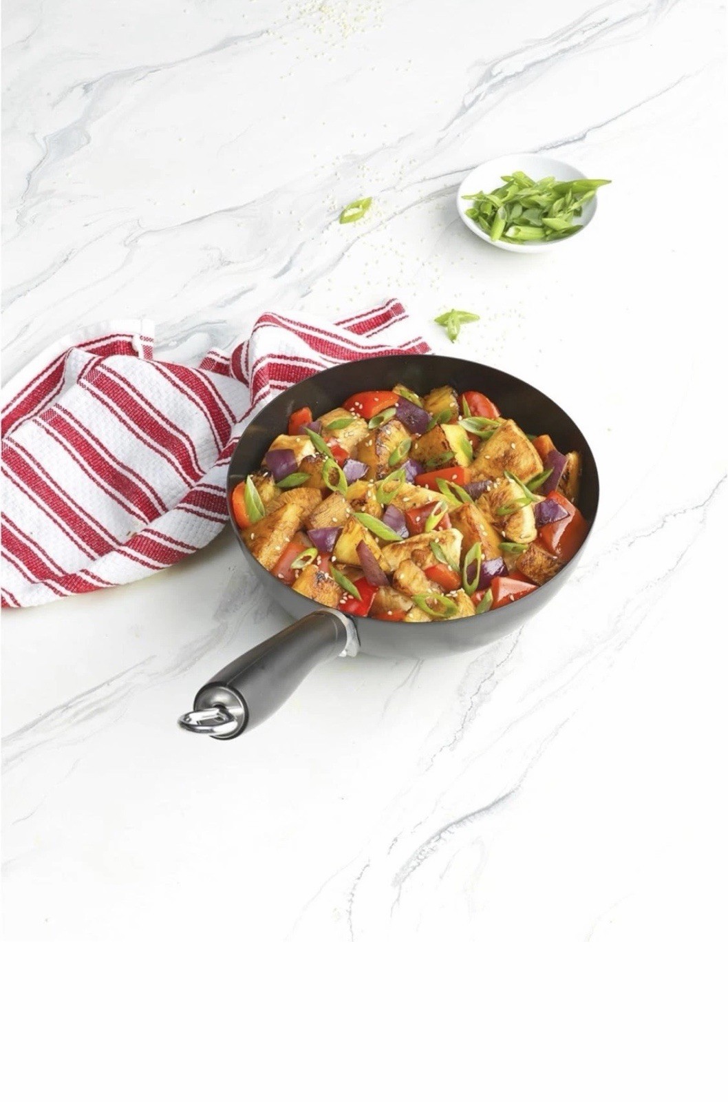 WOK GoodCook Everyday Nonstick Black, Carbon Steel 8 Inch Wok Easy Clean