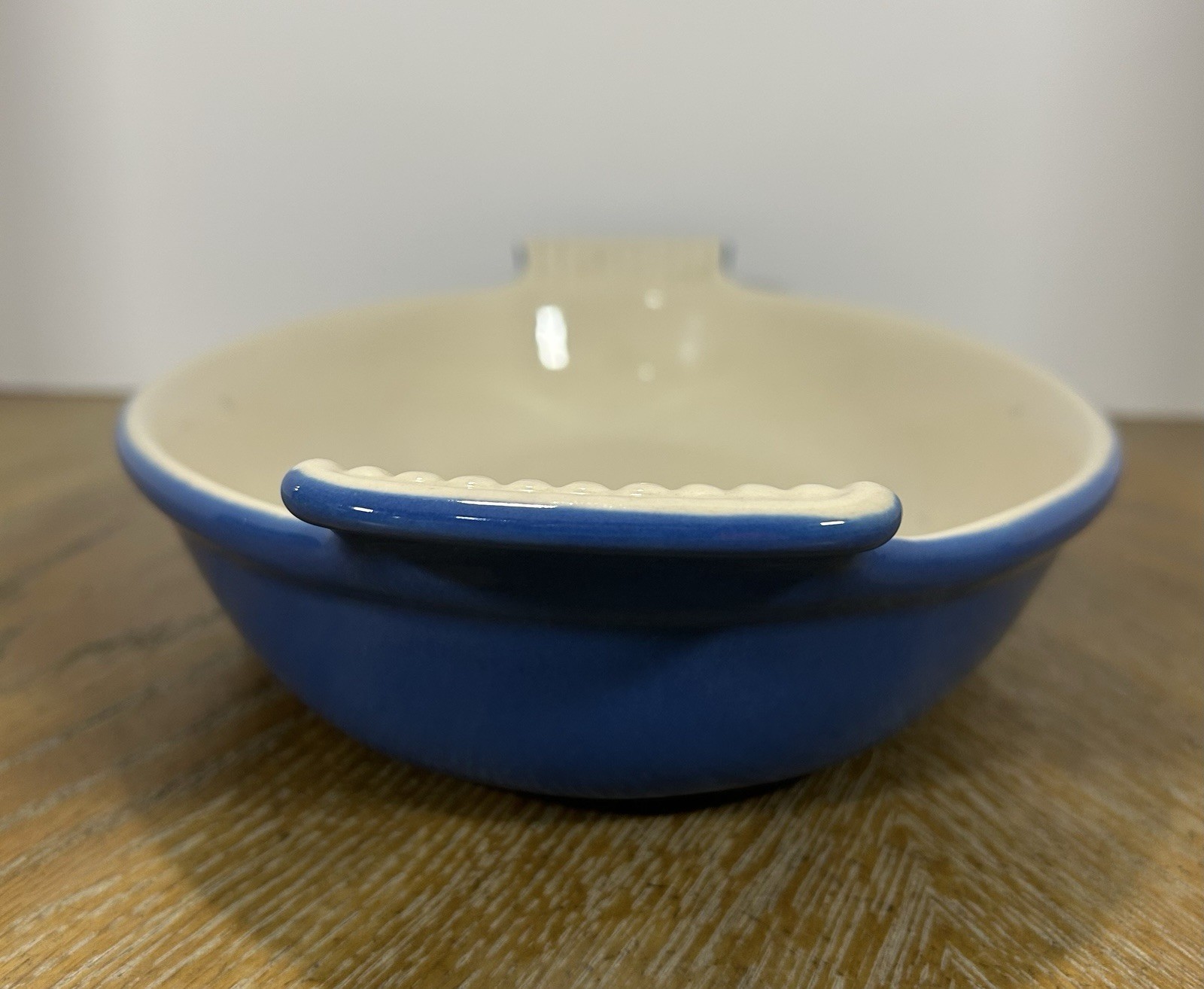 Blue & White Oval Ceramic Casserole Dish 14×8 in, 3 in Tall, Microwaveable