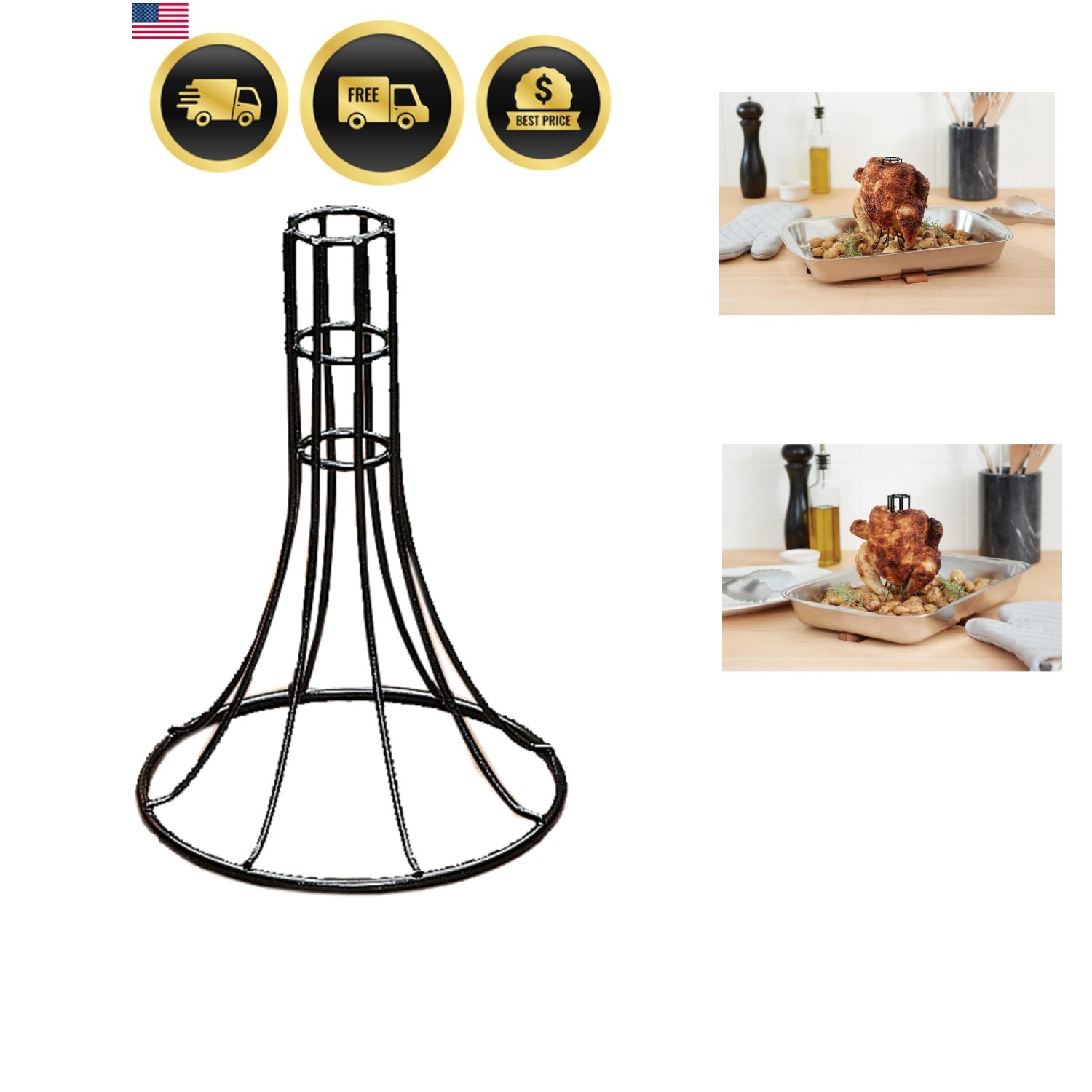 Chicken Roaster Vertical Non-Stick Grill Roasting Rack Oven Cooker