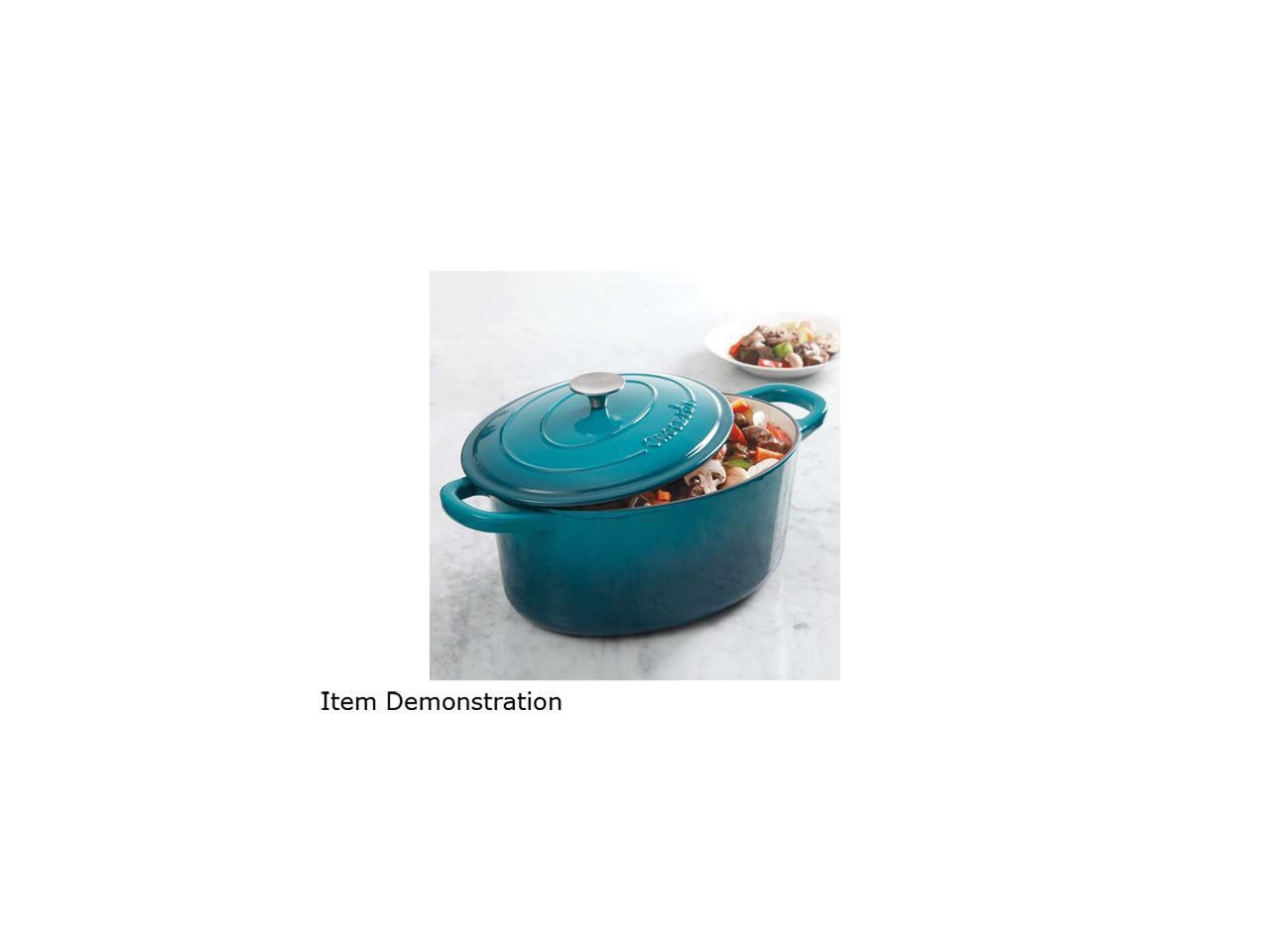 Crock-Pot 109475.02 Artisan 7 Quart Enameled Cast Iron Oval Dutch Oven in Teal O