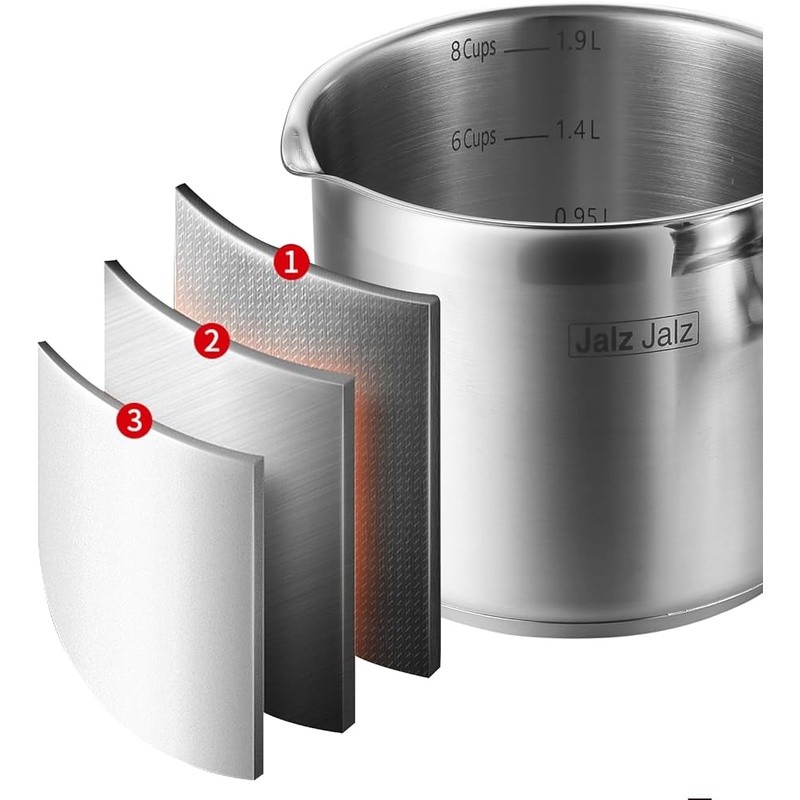 2 Quart Stainless Steel Saucepan W/ Glass Lid Strainer Cooking Pot Heavy Duty US