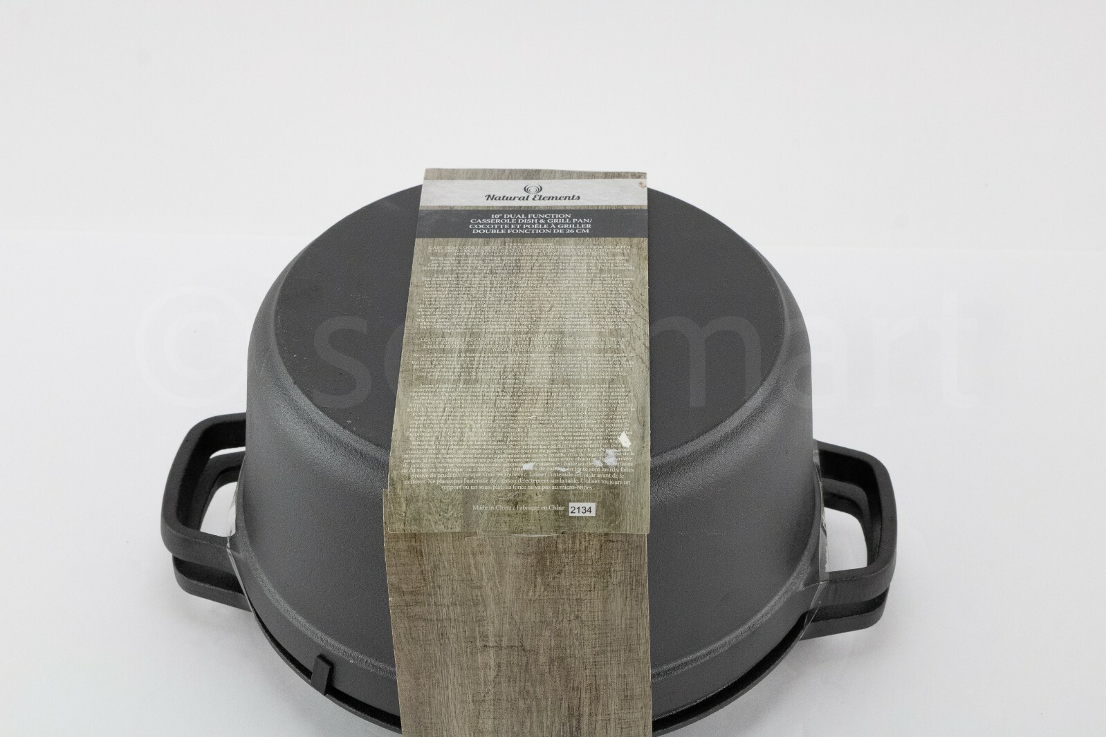 Natural Elements Cast Iron Casserole Grill Pan Top 5.1-qt 10 In Dual Function