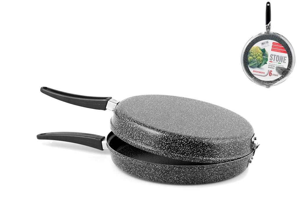 Double Sided Omelette Pan Non-Stick ‘Stone’ Cm14 Home Aluminum