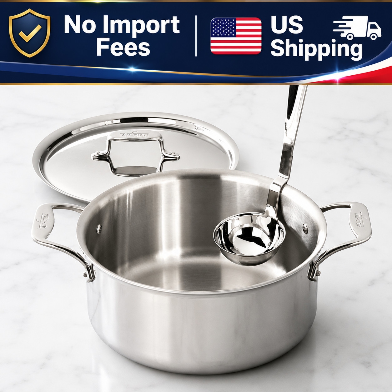 All-Clad D5 Stainless Steel Ultimate Soup Pot w/ Ladle 6 Qt Induction
